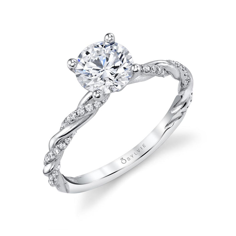 Sylvie Crossover Diamond Engagement Ring Setting in 14k White Gold