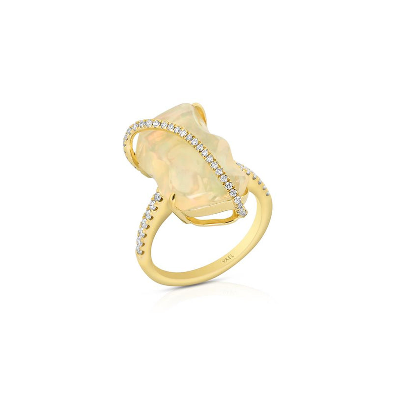 Yael Designs 18k Yellow Gold Free Form White Opal Fashion Ring