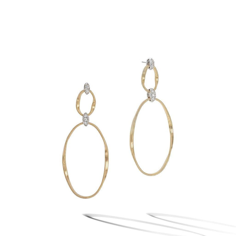 Marco Bicego 18k White & Yellow Gold Marrakech Onde Diamond Drop Earrings