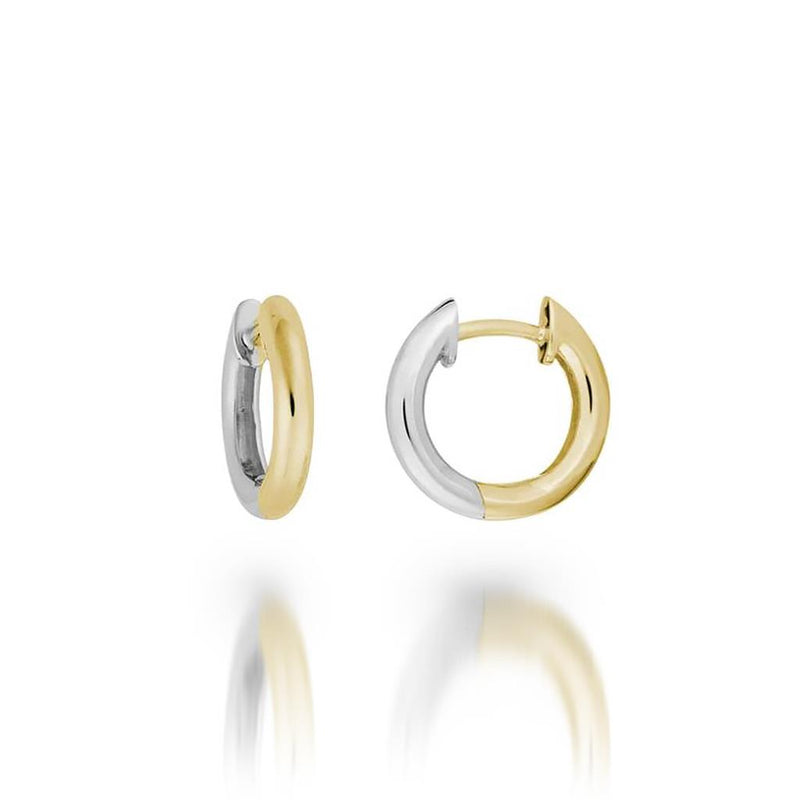 Davis Classics 14k Yellow and White Gold Reversible High-Polish Hoop Earrings