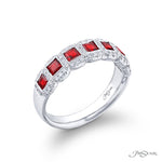 JB Star Platinum Halo Design Gemstone and Diamond Band