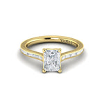 Vlora 14k Yellow Gold Cathedral Design Semi-Mount with Baguette and Peek-a-Boo Diamonds