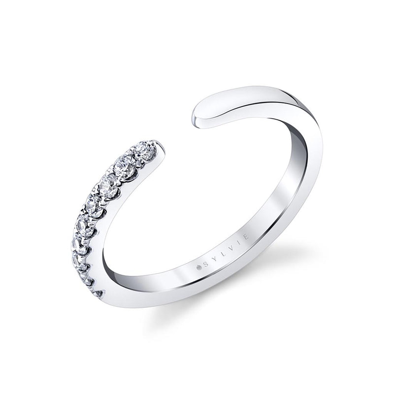 Sylvie Women's 14k White Gold Cuff Design Diamond Band