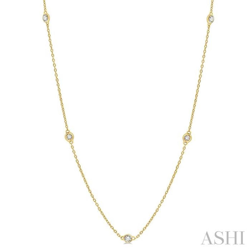 Davis Classics 14k Yellow Gold Diamond by the Yard Necklace