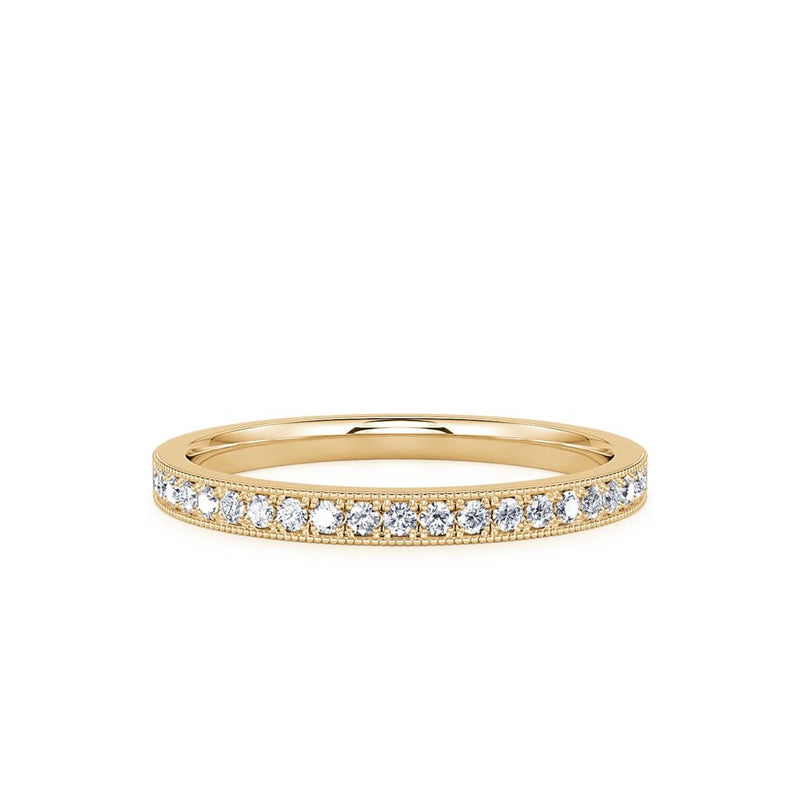 Davis Classics Women's 14k Yellow Gold Diamond Band with Milgrain Edge