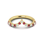 Vlora 14k Yellow Gold Adella Color Collection Ruby and Diamond Contour Fashion Ring