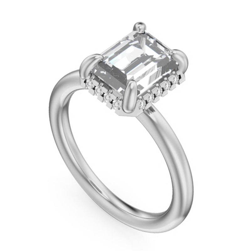 Noam Carver Hidden Halo Diamond Engagement Ring Setting in 14k White Gold