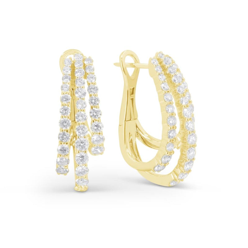 Madison L 14k Yellow Gold Open Triple Row Diamond Hoop Earrings