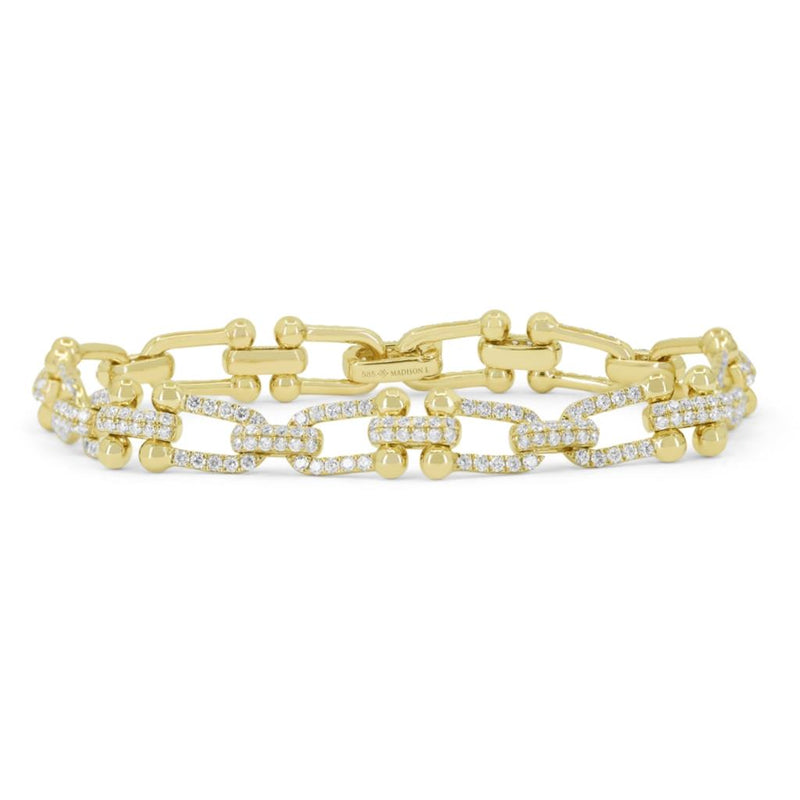 Madison L 14k Yellow Gold Open Link Diamond Bracelet