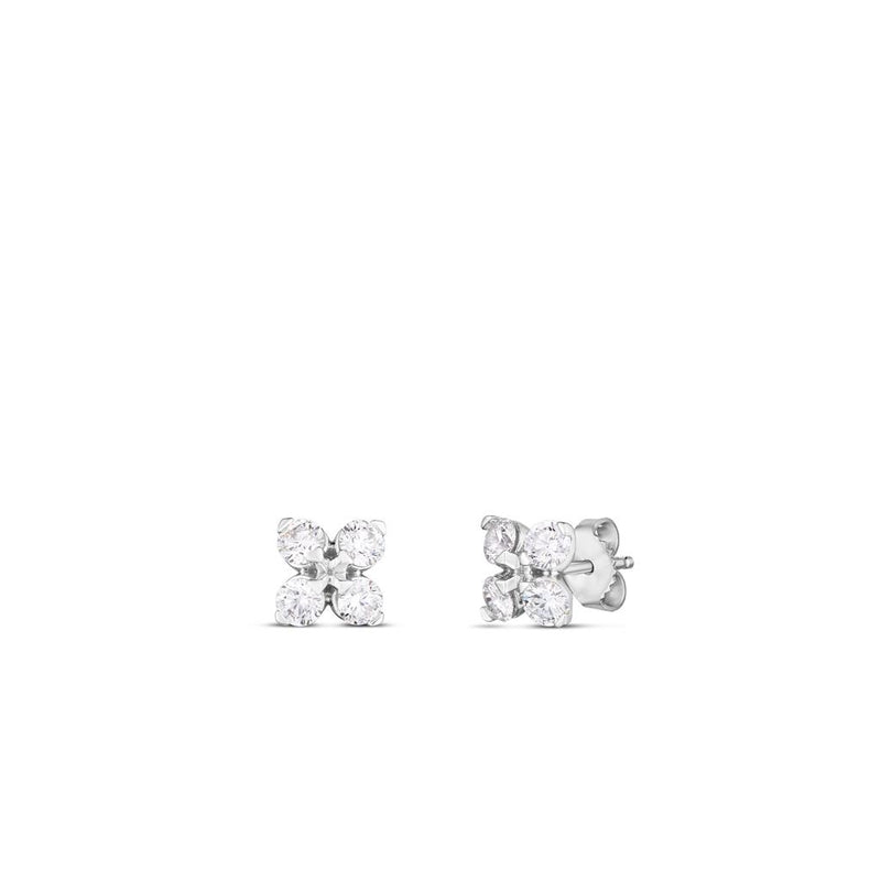 Roberto Coin 18k White Gold Love in Verona Collection Floral Diamond Stud Earrings