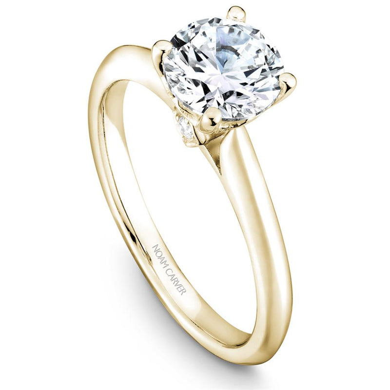 Noam Carver 14k Yellow Gold Solitaire Engagement Ring Setting with “Peek-a-Boo” Diamonds