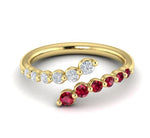 Vlora 14k Yellow Gold Adella Color Collection Bypass Design Ruby and Diamond Fashion Ring