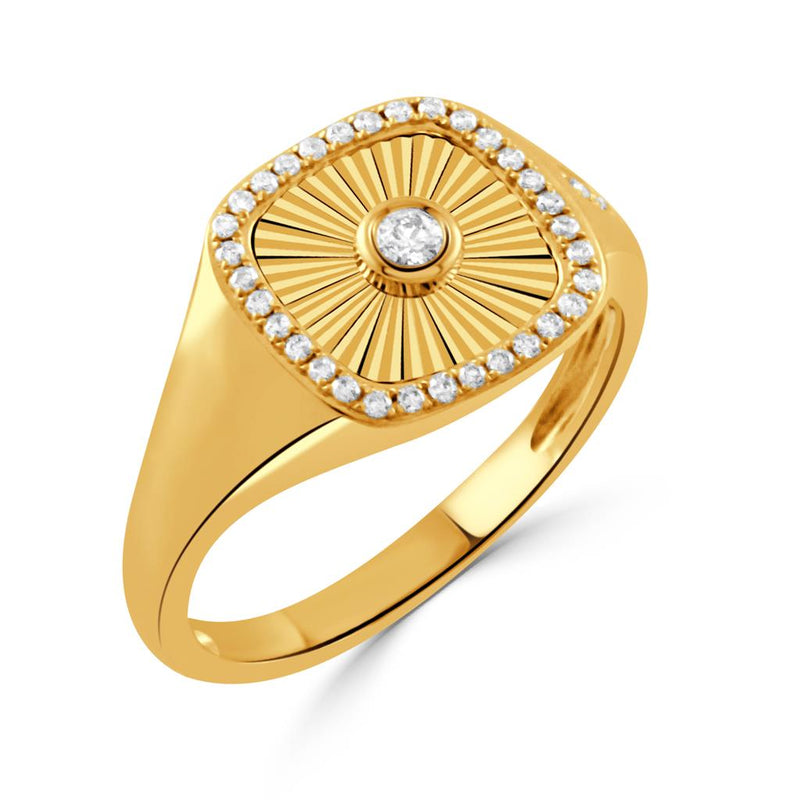 Doves 18k Yellow Gold Helios Collection Sunburst Diamond Halo Fashion Ring