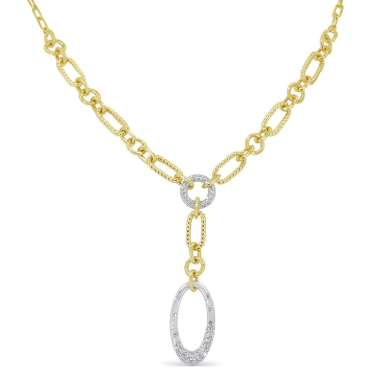 Madison L 14k Yellow and White Gold Y Style Diamond Drop Necklace