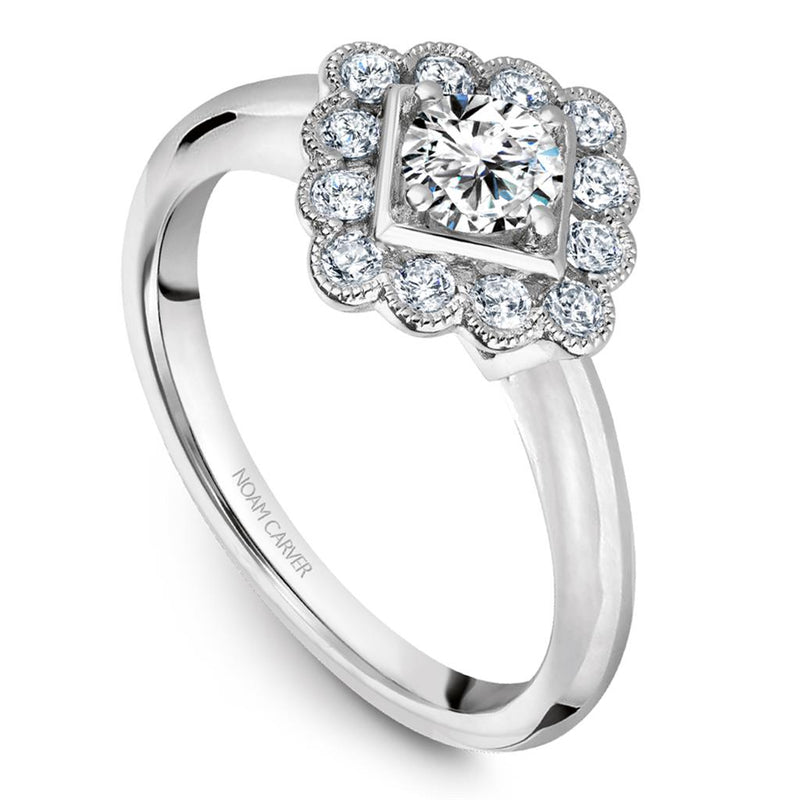 Noam Carver Vintage Diamond Engagement Ring Setting in 14k White Gold