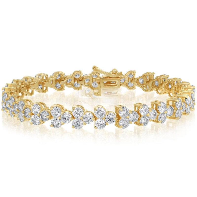 Davis Classics 18k Yellow Gold Three Stone Triangle Cluster Diamond Bracelet