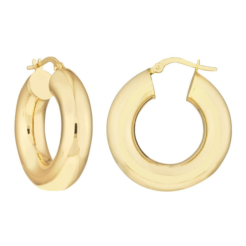 Davis Classics 14k Yellow Gold High-Polish Tubular Hoop Earrings