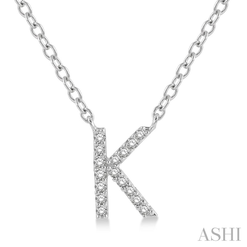 Davis Classics 14k White Gold Diamond Initial "K" Pendant Necklace