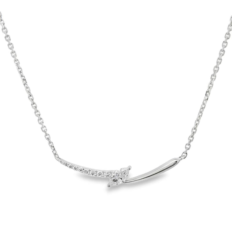 Frederic Sage 14k White Gold Marquise and Round Diamond Bolt Design Bar Pendant