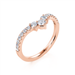 Davis Classics 14k Rose Gold V-Design Contour Diamond Wedding Band