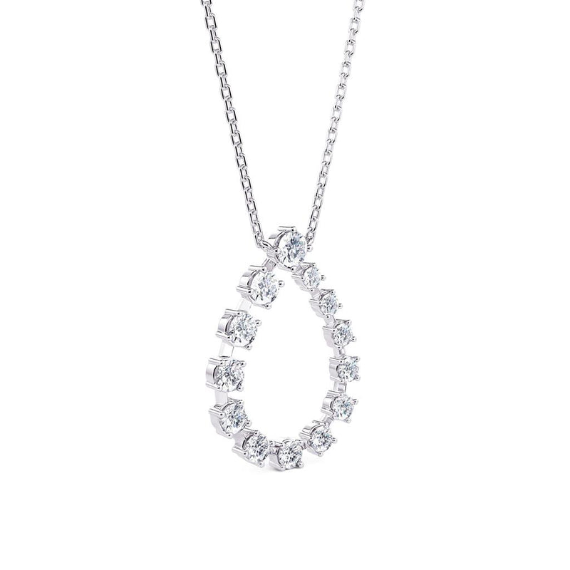 Davis Classics 14k White Gold Open Pear Shape Diamond Pendant