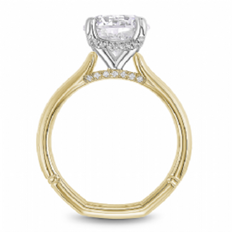 Noam Carver Hidden Halo Diamond Engagement Ring Setting in 14k White & Yellow Gold