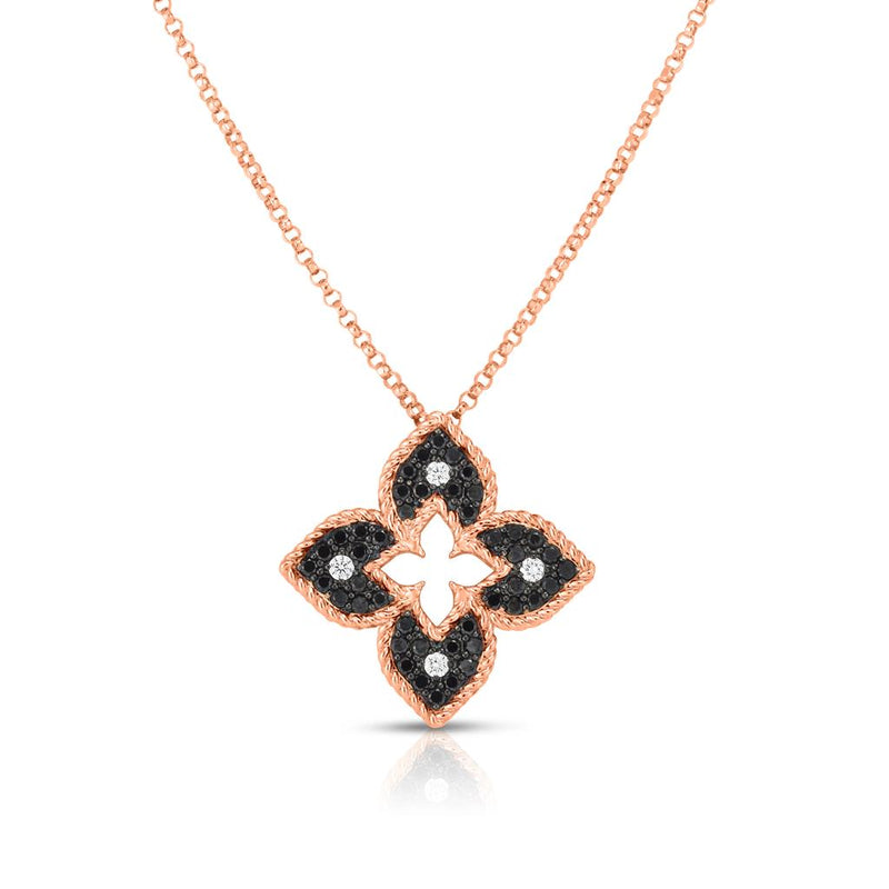 Roberto Coin 18k Rose Gold Venetian Princess Collection Reversible Floral Diamond Pendant