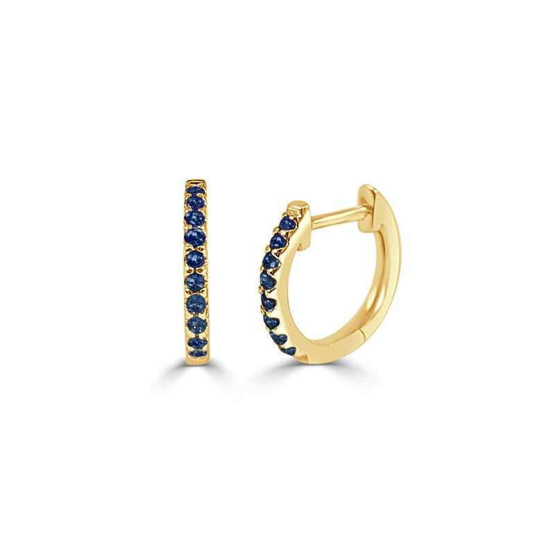 Davis Classics Sapphires Huggie Hoop Earrings in 14k Yellow Gold