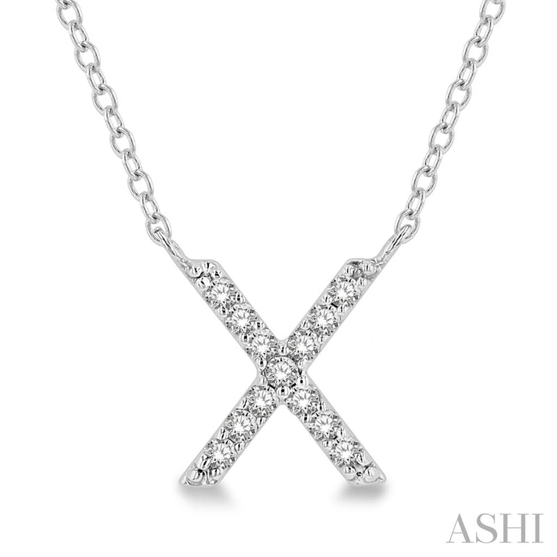 Davis Classics 14k White Gold Diamond Initial "X" Pendant Necklace