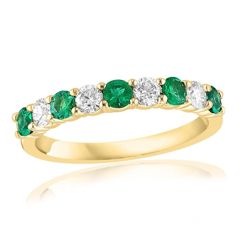 Davis Classics 14k Yellow Gold Emerald and Diamond Fashion Band