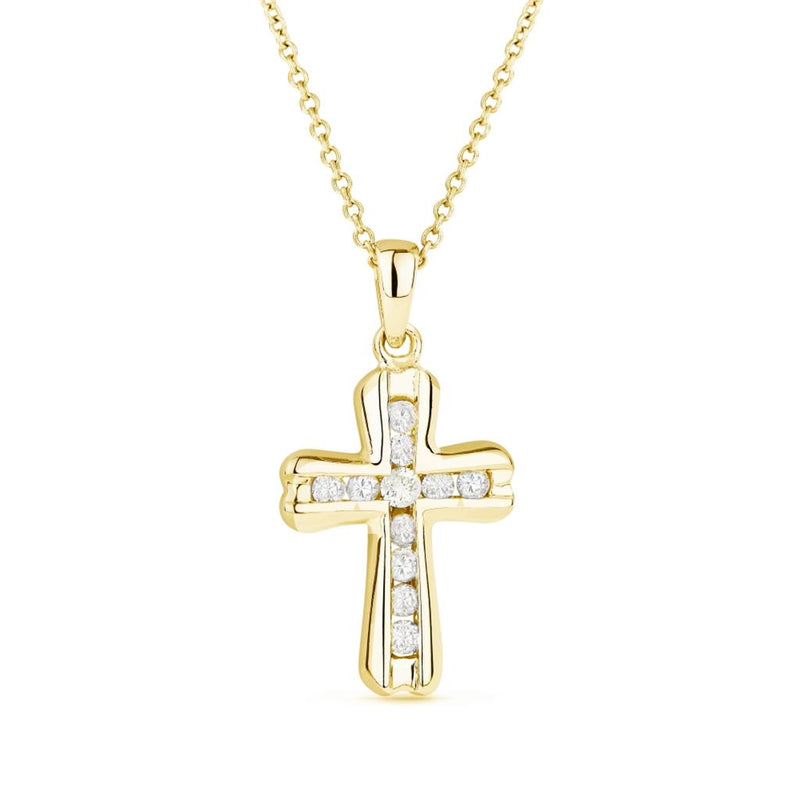 Madison L 14k Yellow Gold Diamond Cross Pendant