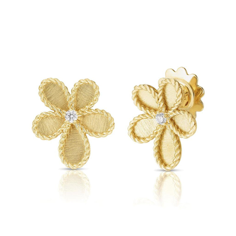 Roberto Coin 18k Yellow Gold Jasmine Flower Stud Earrings with Diamonds