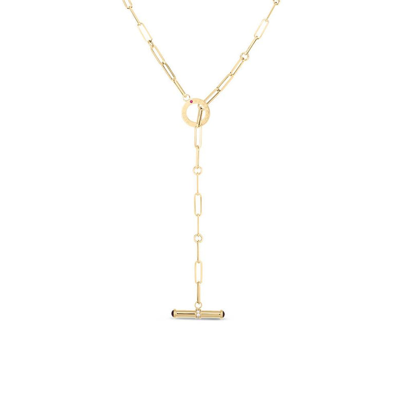 Roberto Coin 18k Yellow Gold Designer Gold Collection Oro Thin Paperclip Lariat Necklace