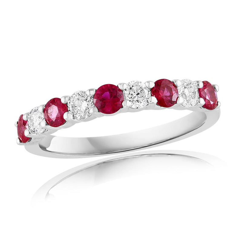 Davis Classics 14k White Gold Ruby and Diamond Fashion Band