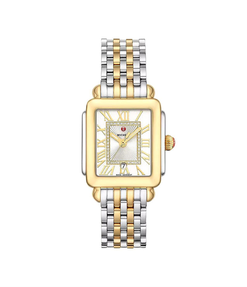 Michele Deco Madison Mid Two-Tone 18K Gold Diamond Dial Watch