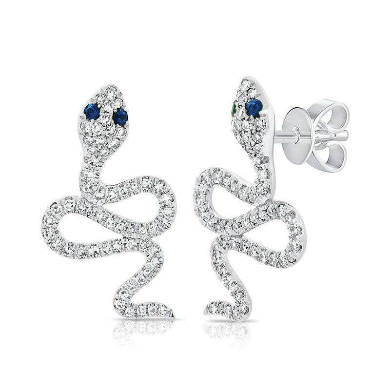 Davis Classics Diamond Novelty Stud Earrings in 14k White Gold