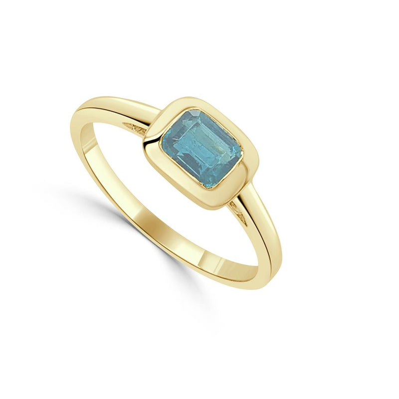 Davis Classics Blue Topaz Geometric Fashion Ring in 14k Yellow Gold