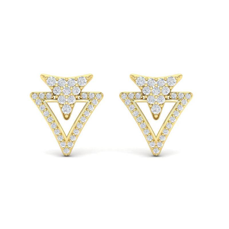 Vlora 14k Yellow Gold Miravel Collection Double Inverted Triangle Diamond Stud Earrings