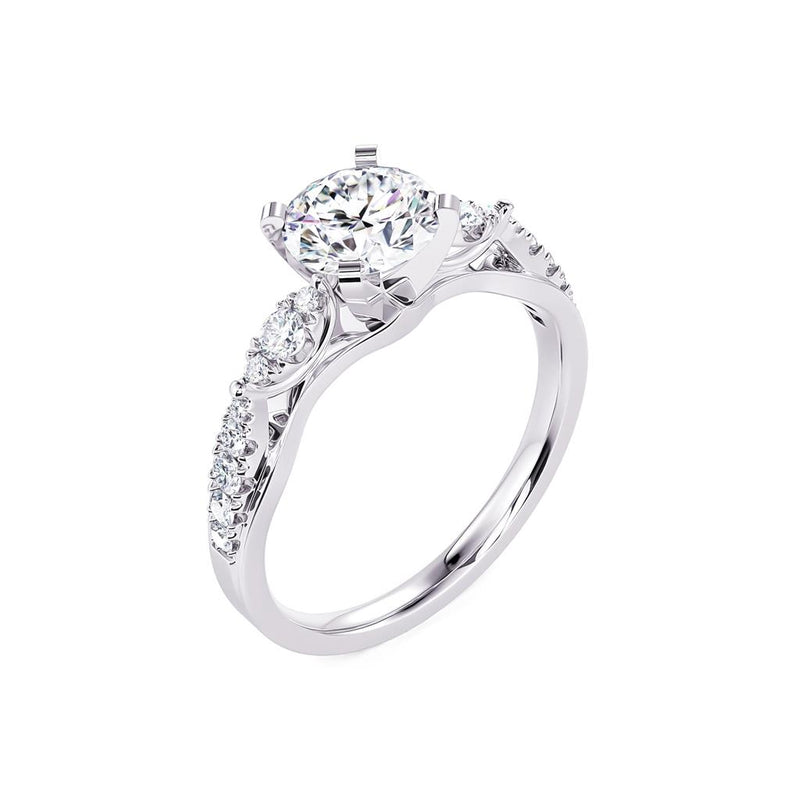 Davis Classics Sidestone Diamond Engagement Ring Setting in 14k White Gold