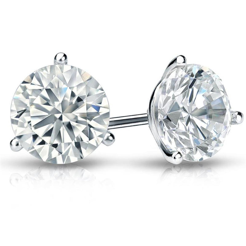 Davis Classics 18k White Gold Diamond Solitaire Martini Earrings