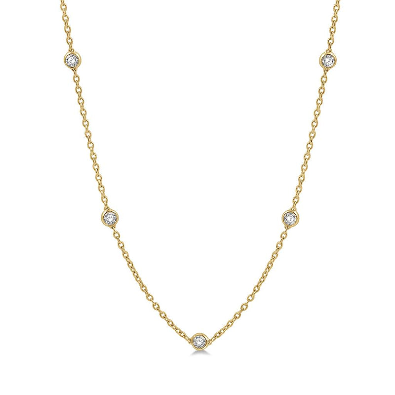 Davis Classics 14k Yellow Gold Diamond by the Yard Necklace