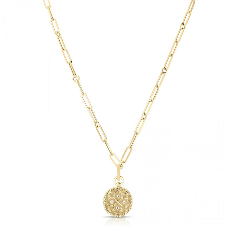 Roberto Coin 18k Yellow Gold Venetian Princess Collection Small Floral Medallion Pendant