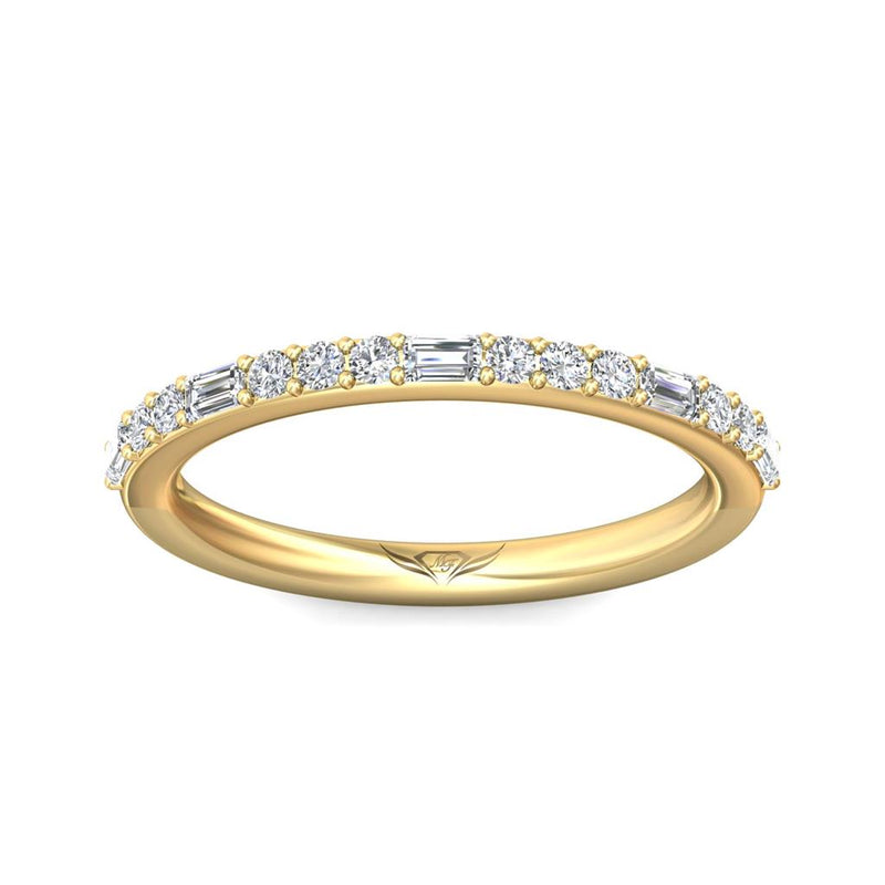 Martin Flyer Women's 14k Yellow Gold FlyerFit Diamond Band with Baguette and Round Diamonds