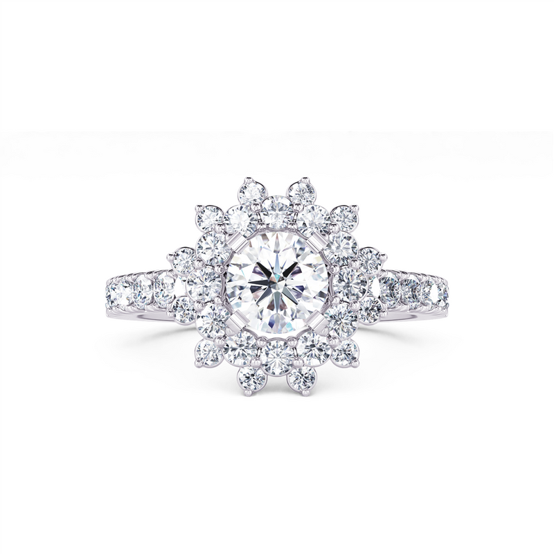 Davis Classics 14k White Gold Floral Halo Design Proposal-Ready Engagement Ring