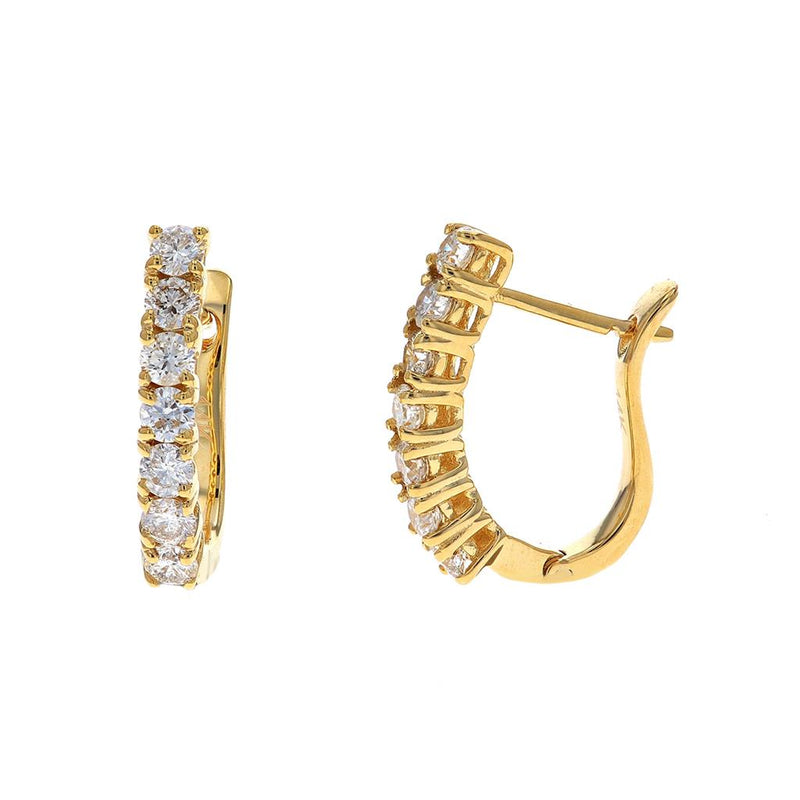 Davis Classics 14k Yellow Gold Diamond "J" Hoop Earrings