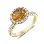 Charles Krypell 18k Yellow Gold Citrine and Diamond East/West Halo Ring