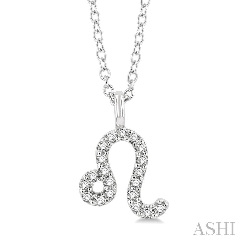 Davis Classics 14k White Gold Diamond Leo Zodiac Necklace