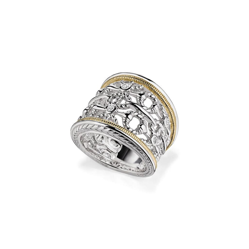 Judith Ripka Fashion Ring in Sterling Silver & 18k Yellow Gold