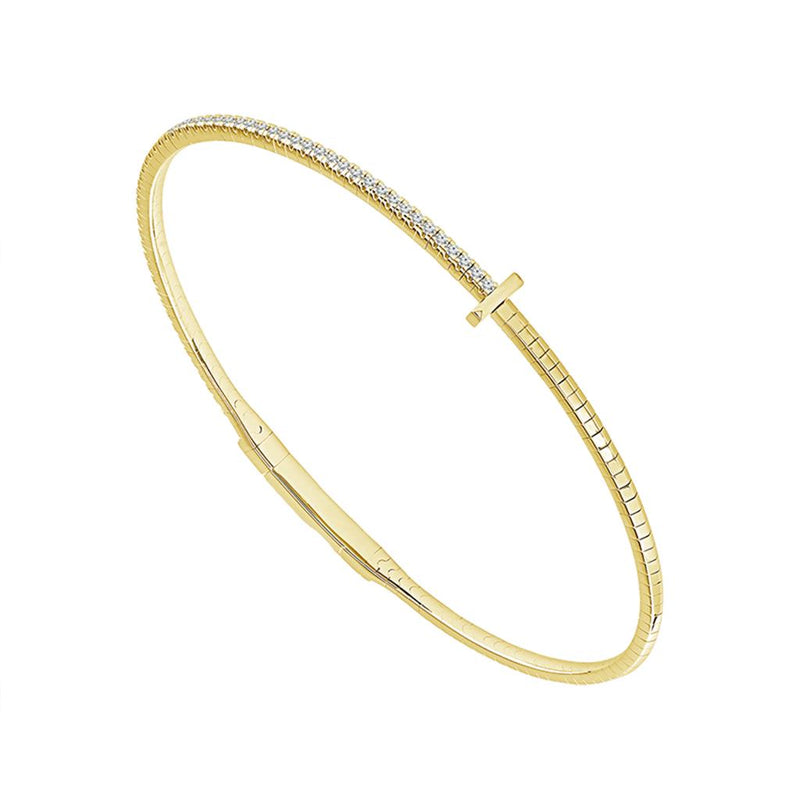 Davis Classics 14k Yellow Gold and Titanium Flexie Small Bar Diamond Bangle Bracelet