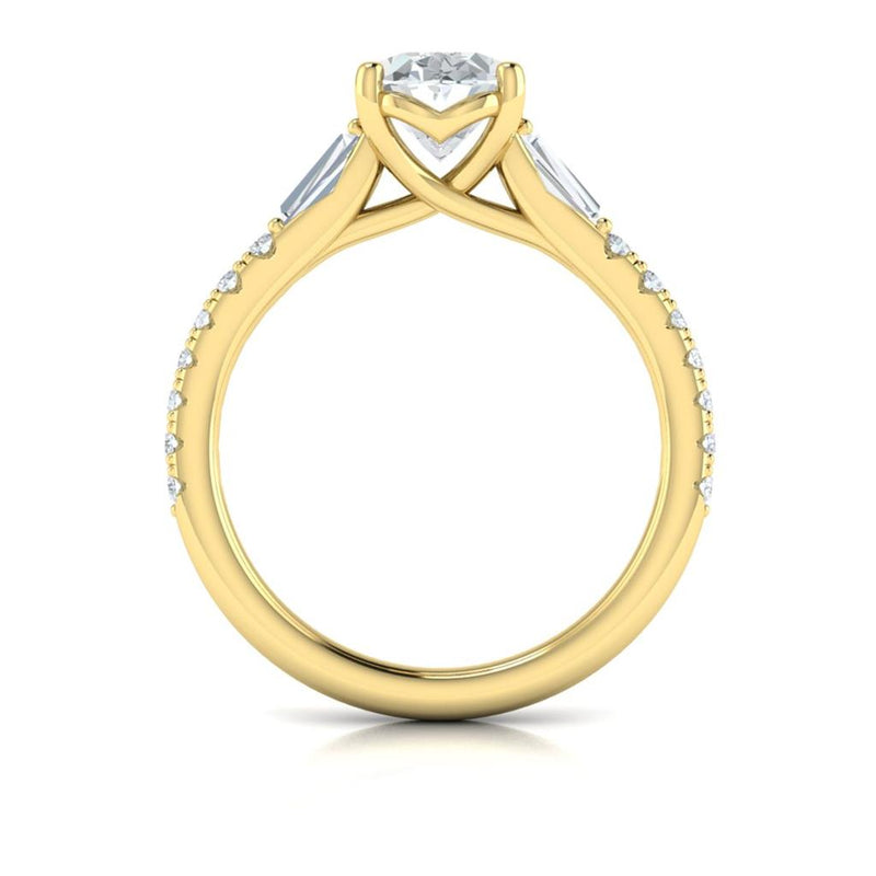 Vlora 14k Yellow Gold Classic Collection Cathedral Oval Diamond Engagement Ring Setting